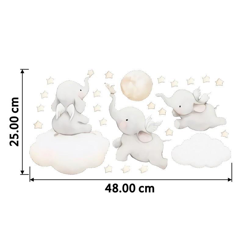 Cartoon Stars Cloud Wall Elephant Sticker Nordic Style Nursery Wall Decals Shining Star Bedroom Kids