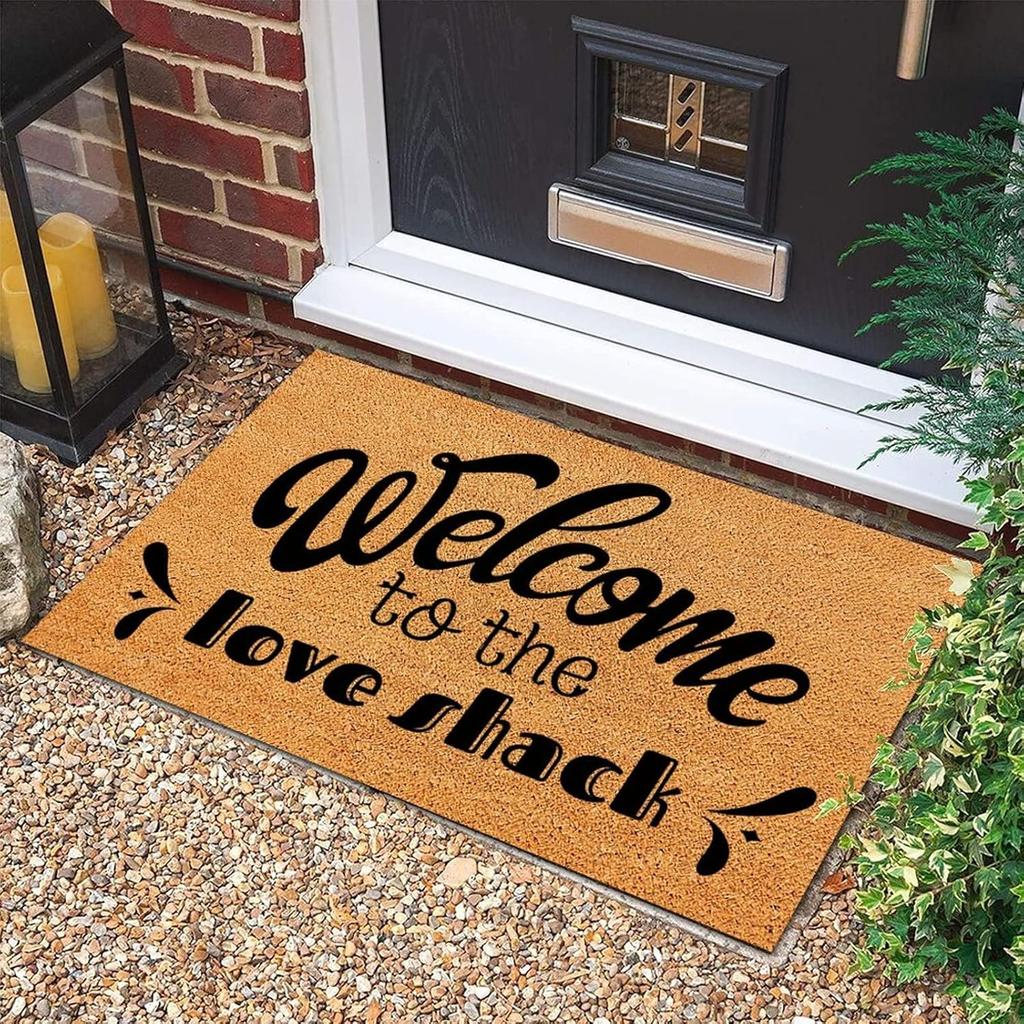 Welcome to The Love Shack Welcome Mats Outdoor with Heavy Duty Backing Coir Fiber Door Mat Personalized Entry Door Rugs for Entrance Pets Home Décor
