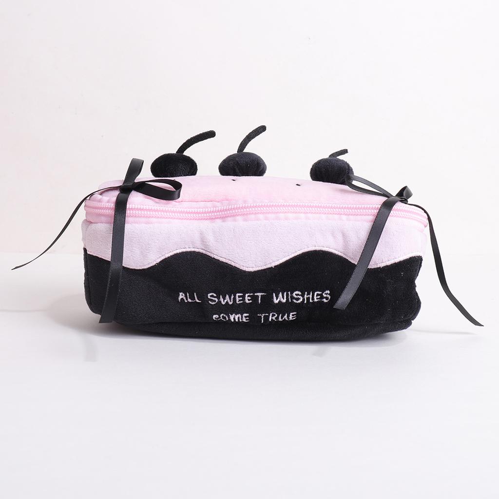 New Plush Cherry Cake Pen Bag Large Capacity Pencil Case Students Multifunction Stationery Bag For School Office