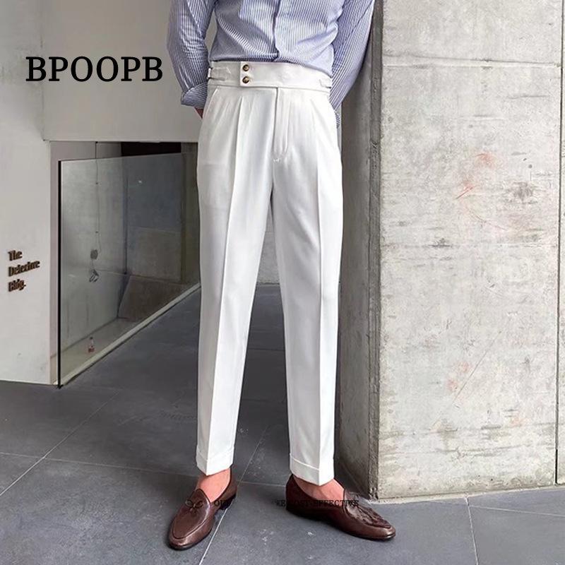 Neapel Gerade Herren Slim-Fit Neun-Punkte Anzughose: Lockere, knitterarme, leichte Business-Drapierhose