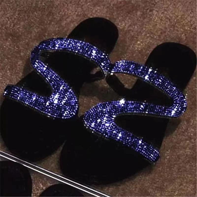 2025 Hot Sale New Women Summer Flat Bling Slippers Female Flip Flops Sandals Outdoor Beach Women Sandals Glitter Shoes for Women