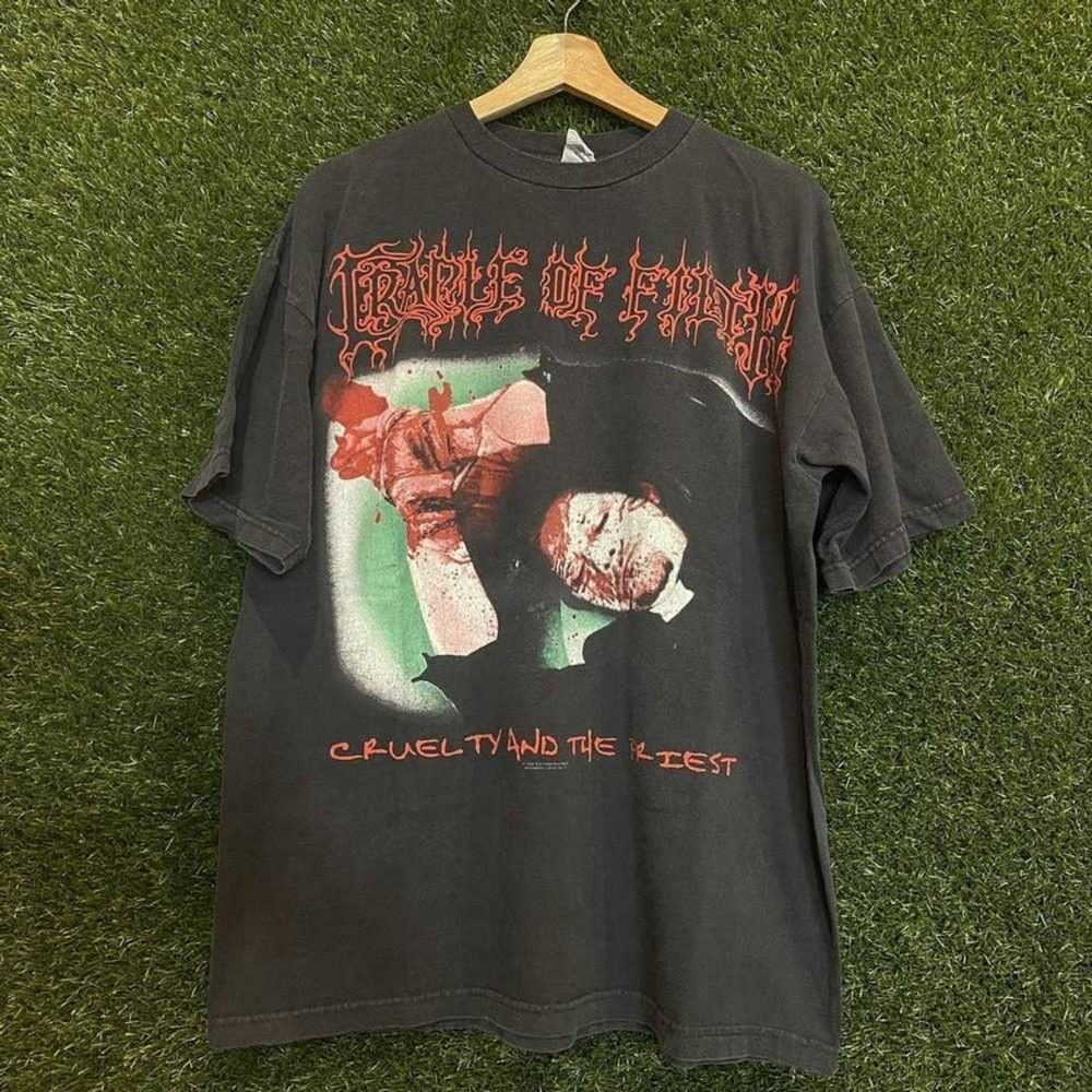 Редкая футболка Cradle Of Filth Cruelty And The Priest Базовый черный Vtg 90-х годов KH9873 Унисекс XXXXL