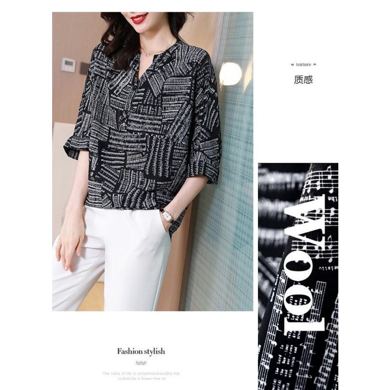 New Summer Style Three-quarter Sleeve Floral Shirt Loose Fashionable Shirt Western Style Top
