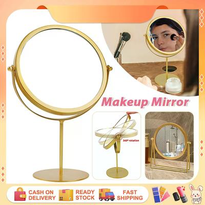 Nordic Gold Round Vanity Mirror For Makeup And Dressing Desk Tabletop Mirrors Home Decor 360°Rotation Adjustable Cosmetic Mirror