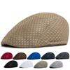 Simple Plain Imitation Linen Beret British Retro Summer Breathable Peaked Cap for Middle-Aged and Elderly People
