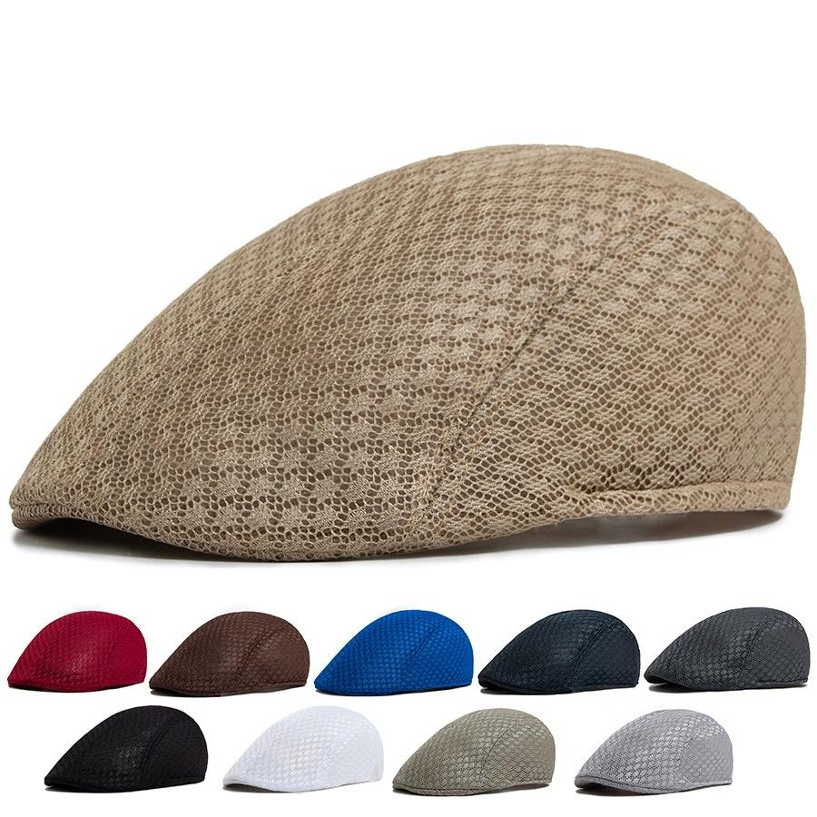 Simple Plain Imitation Linen Beret British Retro Summer Breathable Peaked Cap for Middle-Aged and Elderly People