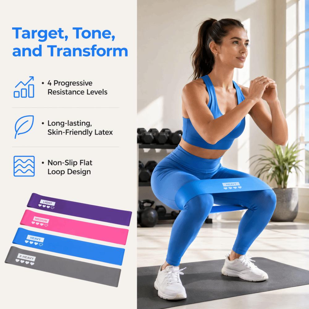 5PCS Color Coded Loop Bands Latex Resistance Loop Bands Portable Resistance Bands Set  Leg Workout