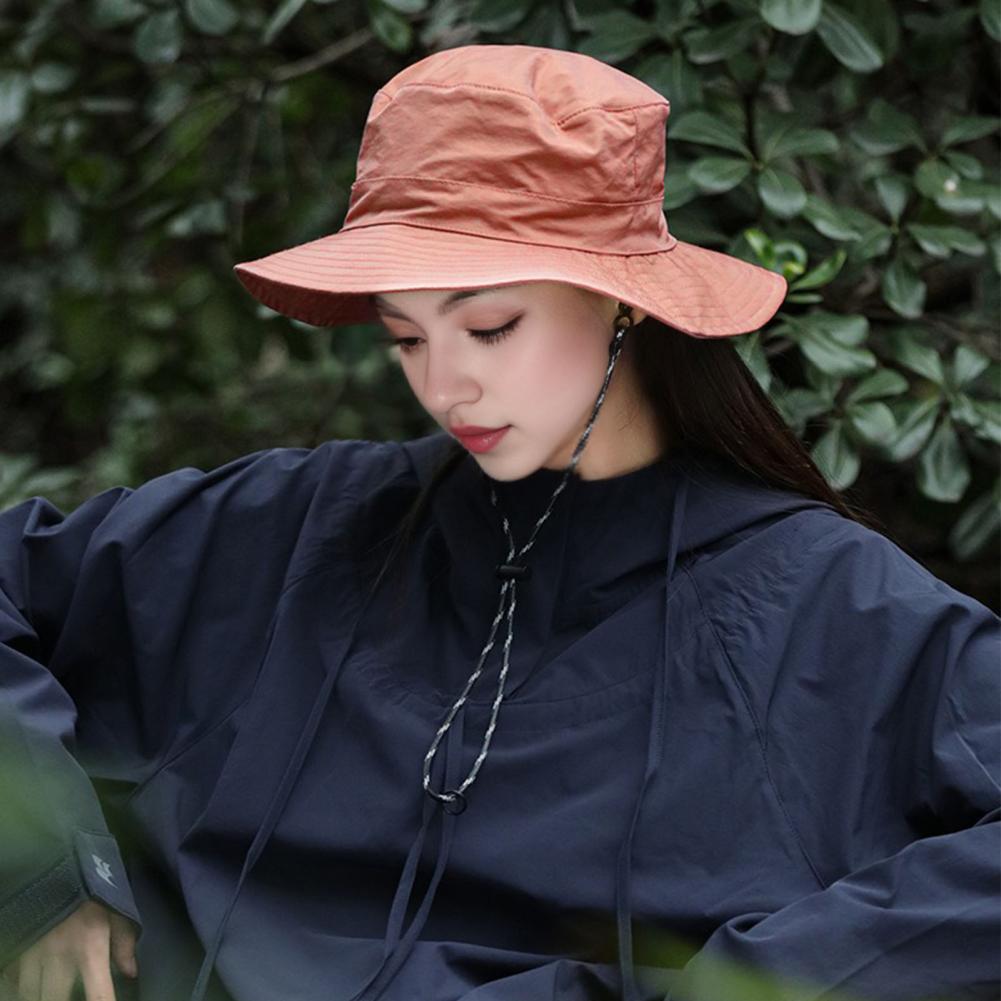 Unisex Fisherman Hat Large Brim Windproof Chin Strap Anti UV Sunlight Quick Dry Great Breathability Outdoor Fishing T