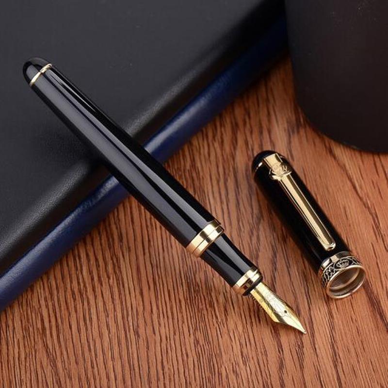 Duke D2 Zwart & Gouden Clip D2 Medium Pen met Penpunt Set met 1x Kalligrafie Fude Gebogen Penpunt Verwisselbaar Set Benodigdheden