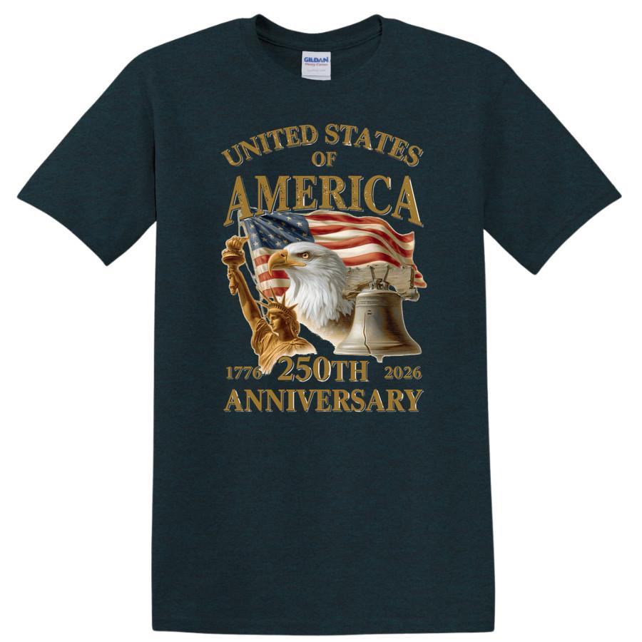 United States Of America 250th Anniversary T Shirt Patriotic Eagle Flag 1776 Tee 3XL