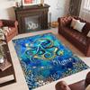 Mermaid Theme Crystal Velvet Floor Rug Personalized Custom Name Text Warm Carpet Home Decoration