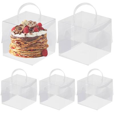 Transparente Kuchenbox Plastik Dessert Cupcake Verpackungsbox mit Griff Hochzeit Geburtstagsfeier Zubehör Geschenkverpackung Dekoration