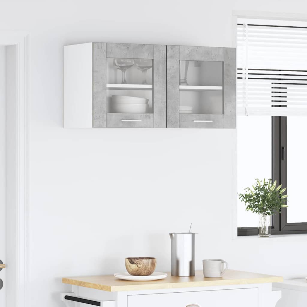 Wall Cabinet Concrete Grey and White 80 x 31 x 40 cm Engineered Wood