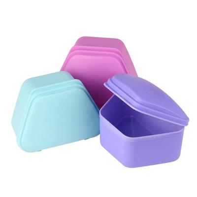 Denture Bath Appliance False Teeth Box Storage Case Rinsing Basket