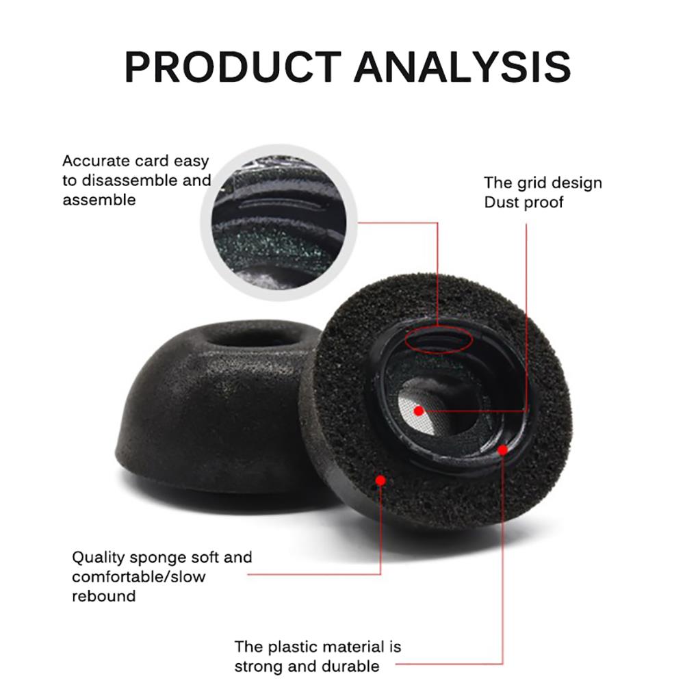 1 Pair Memory Foams Ear Tips Buds Black Gray Sponge Earplugs Pads Earbuds Grip Replacement for Earphone Accessories