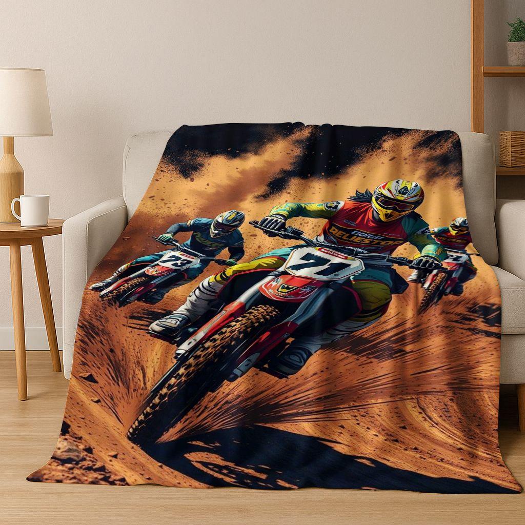 Personalized Motorcycle Rider Motorbike Art Flannel Blanket,Cozy Soft Throw Blanket for Home Bedroom Bed Sofa Picnic Cover Gift