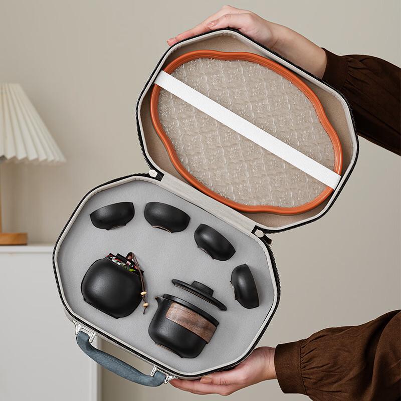 Chinese Green Mountain Coarse Pottery Travel Tea Set