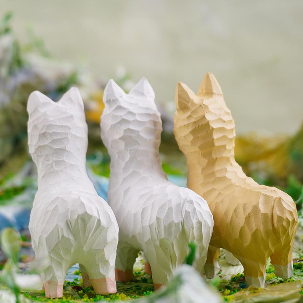 Manual Alpaca Decorations Cute Toy Statue Wood Crafts Waterproof Reusable Funny Cartoon Sculpture for Living Room Bedroom
