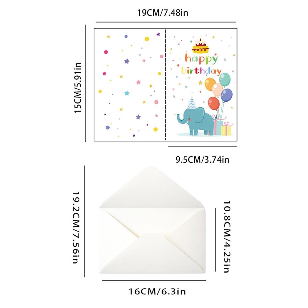 6 Cards+6 Envelopes Birthday Greeting Cards English Blessings Small Cards Party Decoration Cards with Envelopes
