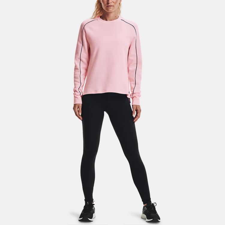 Under Armour Sports Crew Neck Long Sleeve T-Shirt Women Tops Pink 1367743-643