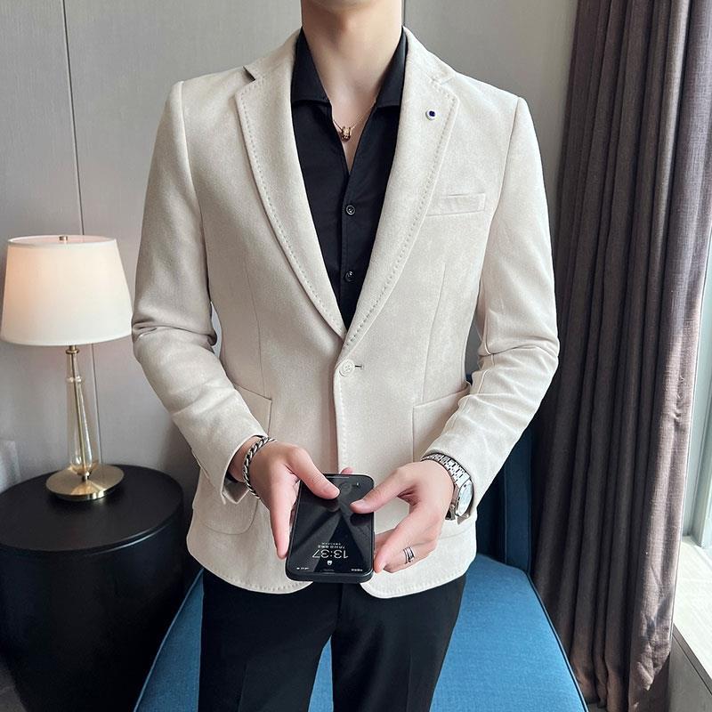 

Модный костюмный пиджак мужской приталенный бархат из оленьей кожи элегантный роскошный пиджак пальто деловой кэжуал свадьба большой размер костюм 4XL S