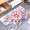 VIKAMA Floral Floor Mat Elegant Oil Painting Style Absorbent Anti-Slip Bathroom Foot Mat Entrance Foyer Carpet Home Decor