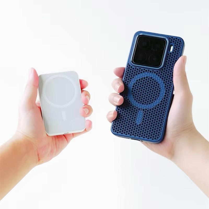 For Xiaomi Mi 15 Ultra 15pro Mi 14 Magnetic Alloy Lens Wireless Charging Cover Hollow Honeycomb Mesh Cooling Magsafe Phone Case