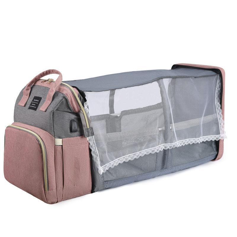 Large Capacity Mommy Bag Lightweight Portable Folding Crib Bed Large-capacity Travel Maternity Bags Baby Backpack Female Mommy Outting Bag