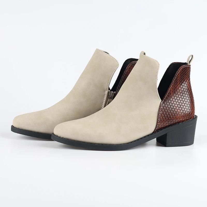 Dames Høst Ankelstøvletter Lav Hæl Komfortable Ensfarget Casual Glidelås Ensfarget Dames Korte Støvletter Store 2025 nye