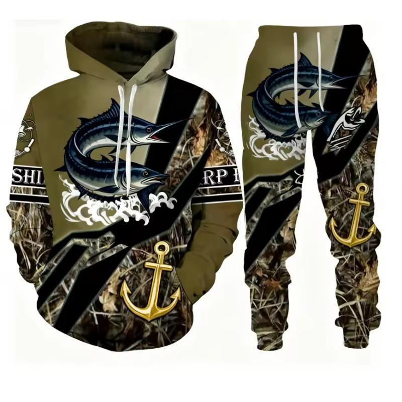 Convient aux Poissons Impression 3D Garçons Filles Sweat à Capuche Pantalon Ensembles 2 pièces Pêche Chasse Camping Vêtements pour Enfants Mode Enfant Vêtements de Sport d'Extérieur