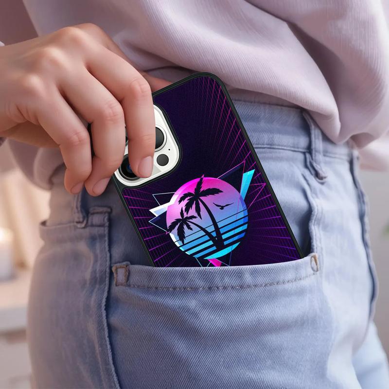 Synthwave 80's Retro Neon vaporwave Phone Case For iPhone 17 Air 15 16e 14 13 Pro Max Coque 12 11 Pro Max PLUS cover