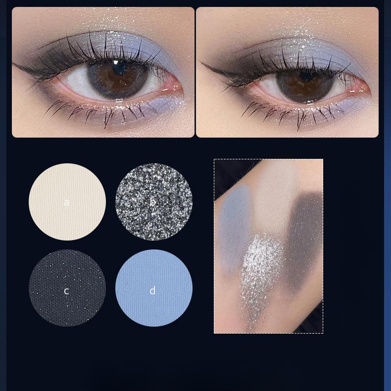 Cool Four-color Eyeshadow, Matte Pearly Shimmer, Dark Goddess Eyeshadow