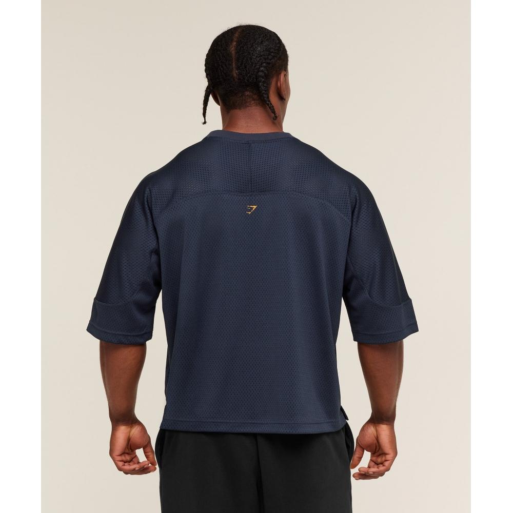Gymshark Graphic Mesh Oversized T shirT Heavy Blue A4b2g ucTn