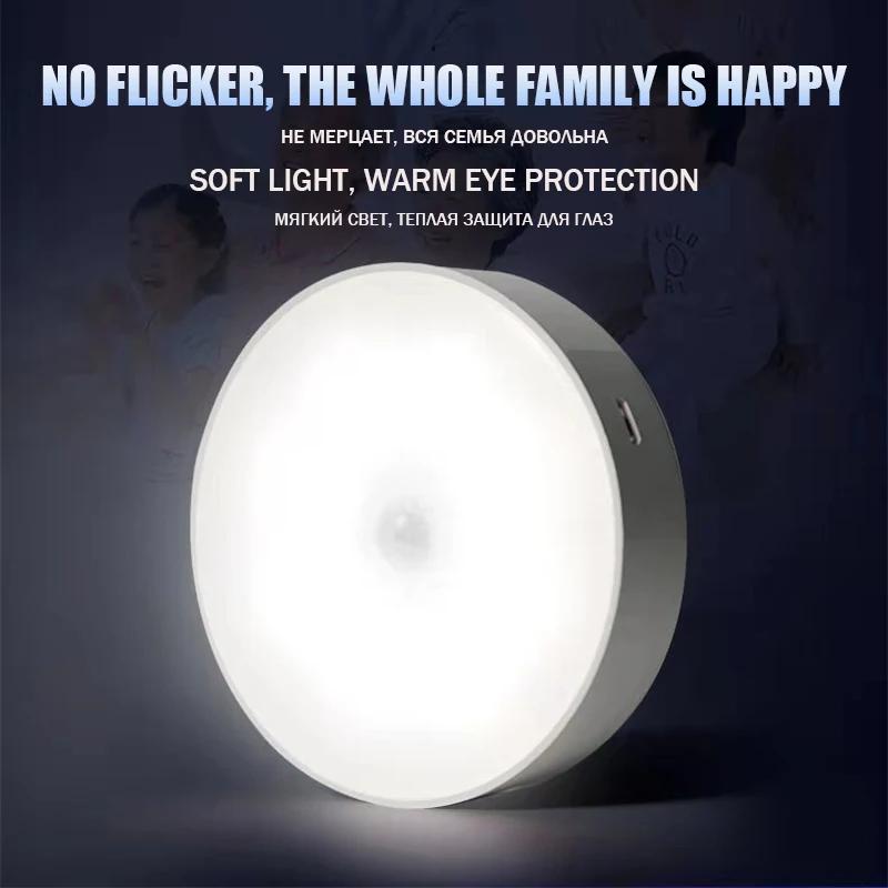 Smart Human Body Sensor Led Light USB Recargable Portatil Night Lamp Automatic Motion Lights Room Decor Bedroom Closet Lighting