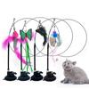 Plastic Sucker Wire Cat Teaser Stick With Suction Cup Cat Playing Teaser Wand Toy  Relieve Boredom