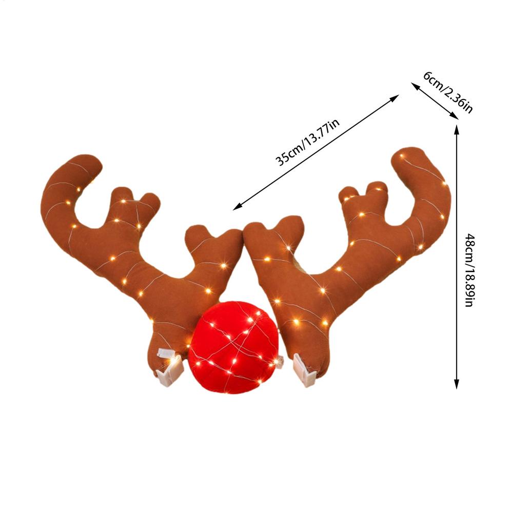 Christmas Car Antlers Christmas Deer Horn Car Kit Elk Antlers Christmas Decoration Car Kit Auto Holiday Accessories