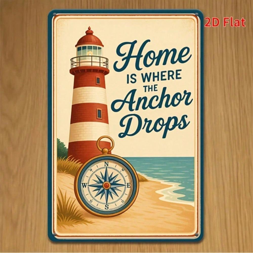 Vintage Nautical Lighthouse Tin Sign 8x12 Inch Rustic Coastal Metal Plaque Wall Decor