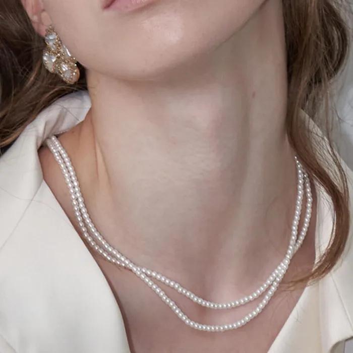 Two Line Pearl Necklace