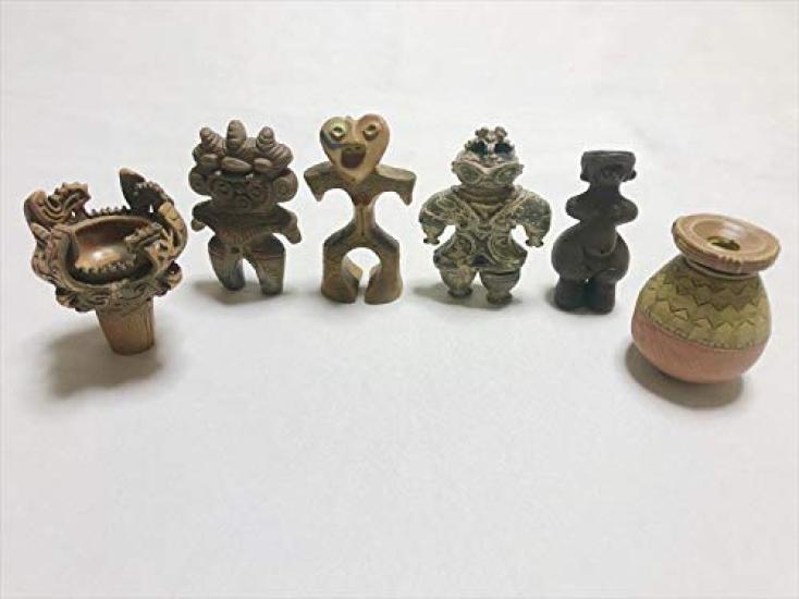 Набор B из 6: Керамика, Глиняные фигурки, Миниатюрные фигурки (Размер: Приблизительно 6 см - 7 см), Глиняная фигурка совы, Глиняная фигурка Венеры, Глина в форме сердца