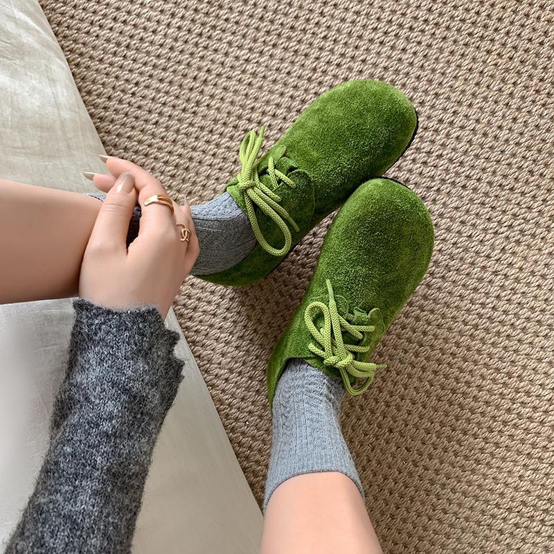 Modetraining Kuhveloursleder Schnürschuhe Damen 2025 Herbst Neue Damen Sneaker Ballerinas Retro Komfort Täglich Lässig Sportschuhe Große Größe