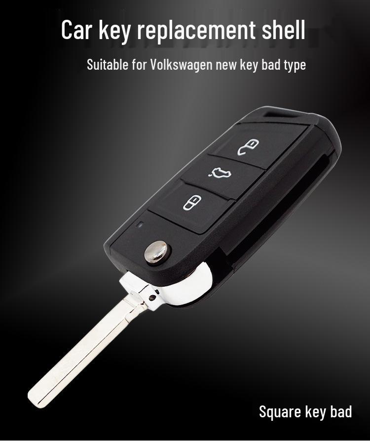 Compatible Shell for Volkswagen T-Roc, Tiguan, Lavida Plus, Skoda Folding Remote Key HU162T (3-Button)