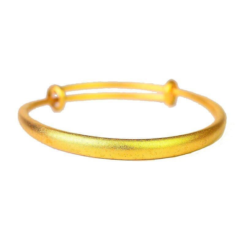 S999 Pure Silver-Plated Frosted Sand Gold Push-Pull Bangle for Women