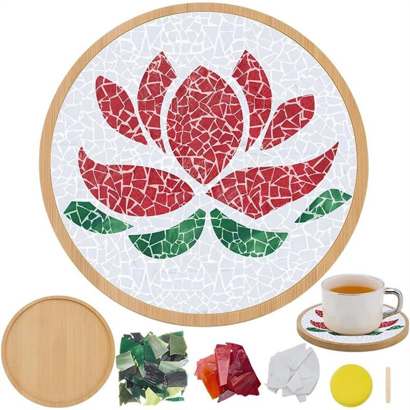 

A25F-Home Desktop Decor DIY Lotus Mosaic Coaster Kit Colorful Tiles For Adults Beginners Gift Piece