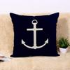 Linen Throw Pillowcase Beach Nautical Coral Reef Navy Blue Sailboat Home Decoration Pillowcase Square Cushion Cover Sofa Bed
