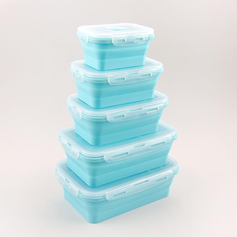 Skládací silikonový obědový box - Bento box vhodný do mikrovlnné trouby a lednice