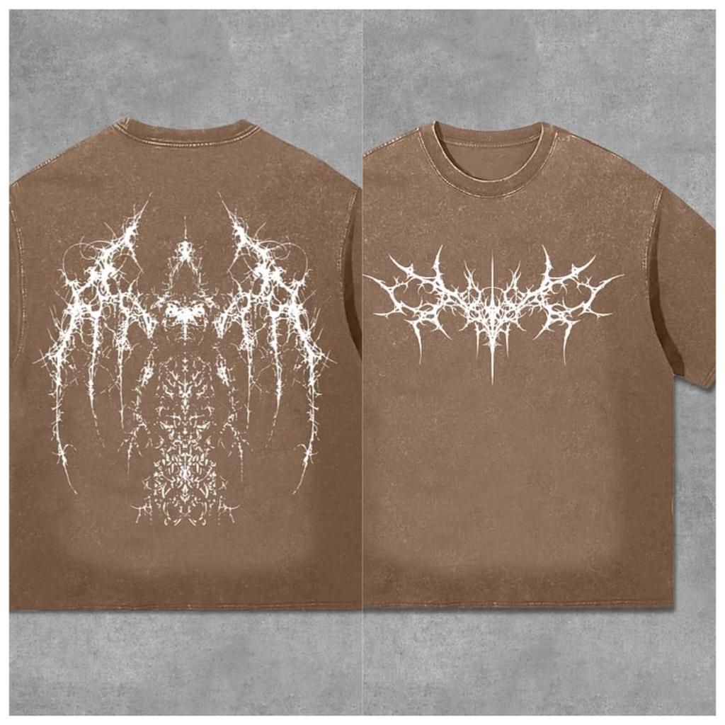 Vintage Gothic Print Graphic Acid Washed T-shirt Unisex Casual and Comfortable Selected Quality Graphic T Shirts