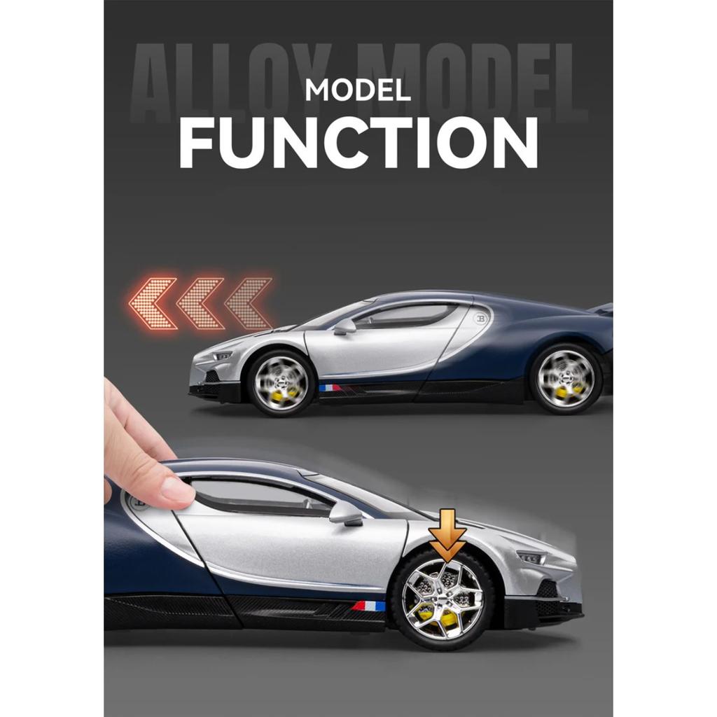 1/24 Bugatti Tourbillon Chiron Legierung Sportwagen Modell Druckguss Metall Rennfahrzeuge Automodell Ton und Licht Hohe Simulation Kindergeschenk