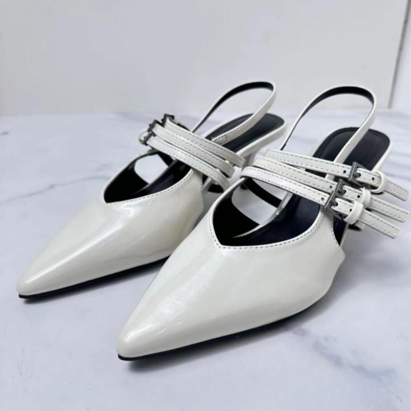 New Arrival Women's Sandals with Buckle Strap High Heels Elegant Pointed Toe Stilettos Summer shoes White Party Dress