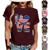 Moda Donna Casual Stampato Manica Corta Girocollo Pullover Top