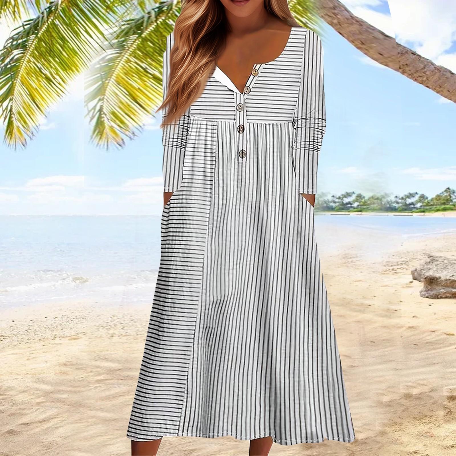 

Женские повседневные модные длинные платья в полоску с принтом в винтажном стиле на осень и зиму с карманом L